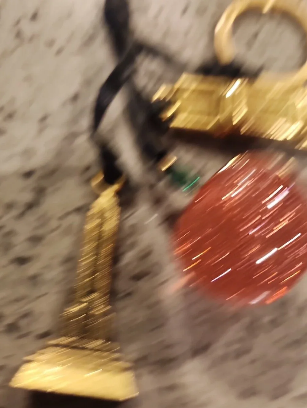 Coach Style New York Gold-tone Keychain Charm with Glitter Apple Orb
